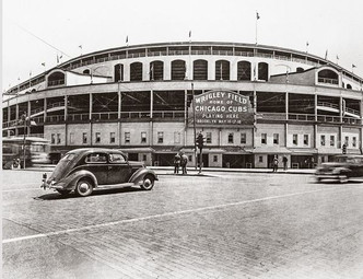 Chicago Cubs at Wrigley Field Vintage Exterior Print