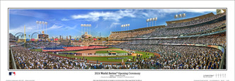 2024 World Series Opening Ceremony - Los Angeles Dodgers at Dodger Stadium Panoramic Framed Poster