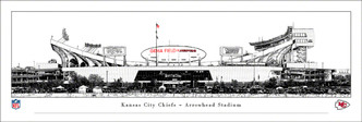 Kansas City Chiefs at Arrowhead Stadium Line Art Panoramic Poster