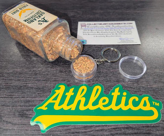 Oakland Coliseum Game Used Dirt Keyring - Oakland Athletics