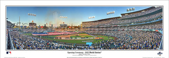 2025 World Series Opening Ceremony - Los Angeles Dodgers at Dodger Stadium Panoramic Framed Poster