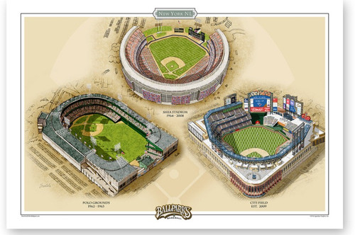 New York Mets Ballparks Print