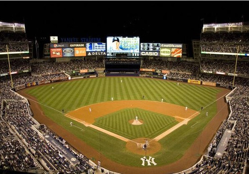 New York Yankees at Yankee Stadium Night Print