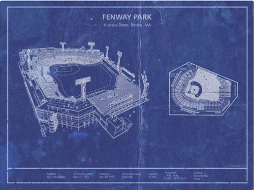 Boston Red Sox Fenway Park Ballpark Outline