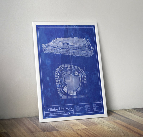 Globe Life Park - Texas Rangers Blueprint Poster