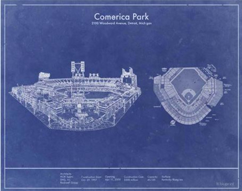 Comerica Park - Detroit Tigers Architecture Poster