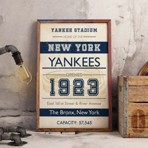 Yankee Stadium Print, Artist Drawn Aerial Baseball Stadium, New York  Yankees Baseball – fine-art-print – 8-x-8