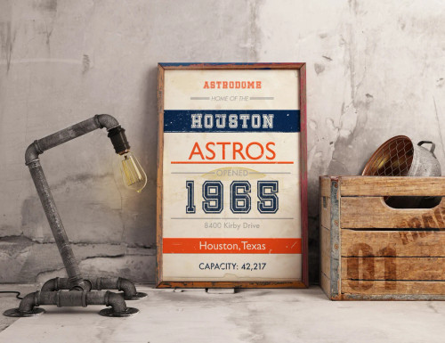 Houston Astros Astrodome Subway Print - Vintage Ontario Baseball Art