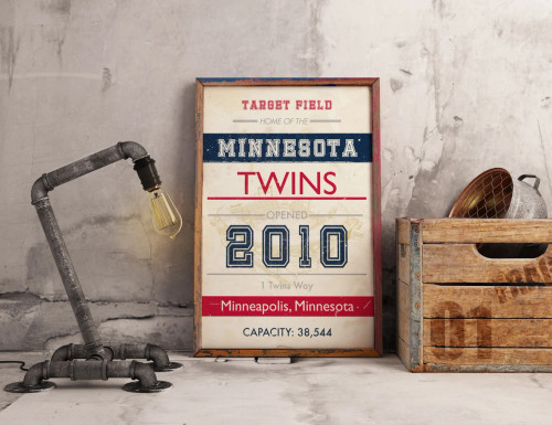 Target Field Minnesota Twins Subway Print - Vintage Ontario Baseball Art