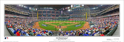 2023 World Series First Pitch - Texas Rangers at Globe Life Field Panoramic Framed Poster