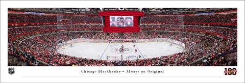 Chicago Blackhawks "Centennial Season - Face Off" at the United Center Panoramic Poster Chicago Blackhawks "Centennial Season - Face Off" at the United Center Panoramic Poster