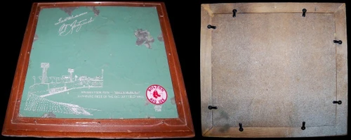 Authentic & Rare Fenway Park - Green Monster/Jimmy Fund Framed 1976 Plaque