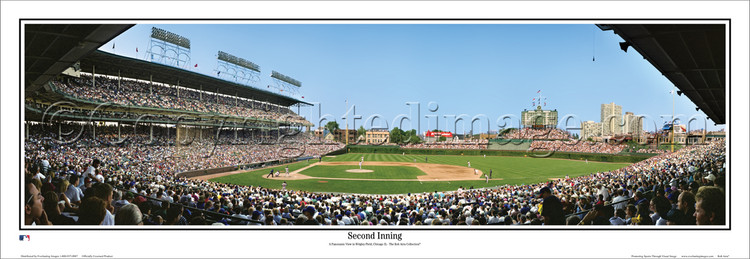 "Batter Up" Chicago Cubs at Wrigley Field Panoramic Framed Poster