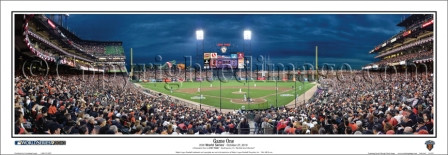 "Game One" 2010 World Series at AT&T Park Panoramic Framed Poster