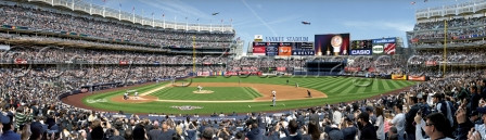 "First Pitch" New York Yankees at Yankee Stadium Panorama Framed Poster