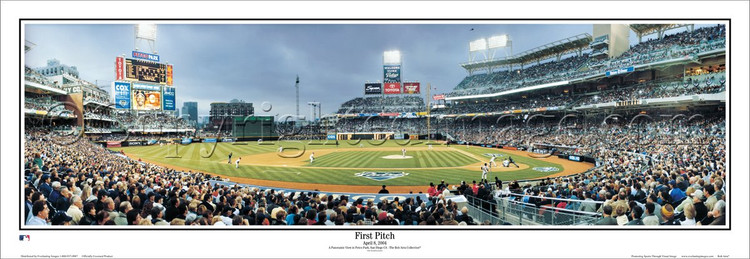 "First Pitch" San Diego Padres at Petco Park Panoramic Framed Poster