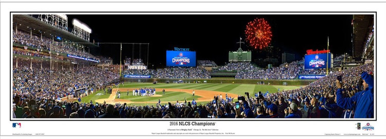 "2016 NLCS Champions" Chicago Cubs at Wrigley Field Panoramic Framed Poster