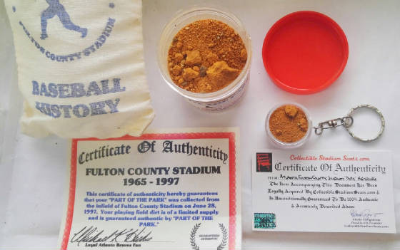 Atlanta Fulton County Stadium Dirt Keyring