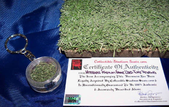 Veterans Stadium Game Used Turf Keyring