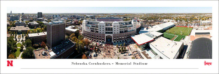 Nebraska Cornhuskers Memorial Stadium Aerial Panoramic Poster