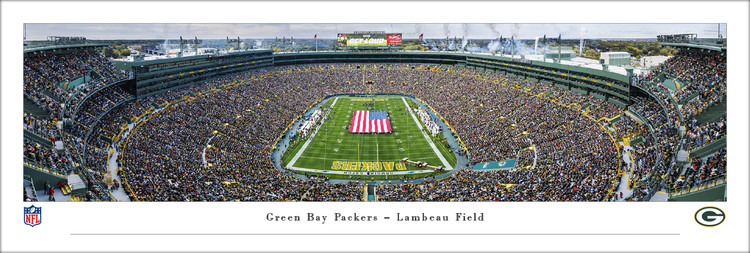 Green Bay Packers "American Flag" at Lambeau Field Panoramic Poster