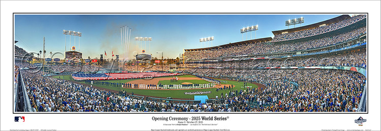 2025 World Series Opening Ceremony - Los Angeles Dodgers at Dodger Stadium Panoramic Framed Poster
