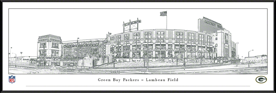 Lambeau Field Print, Artist Drawn Football Stadium, Green Bay Packers  Football – fine-art-print – 8-x-8