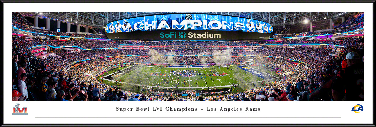 2022 Super Bowl LVI Kickoff Panoramic Poster - Los Angeles Rams vs