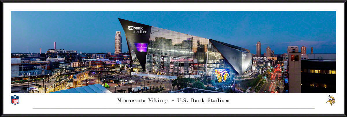 : MN Vikings - 1st Game at US Bank Stadium - Blakeway Panoramas  NFL Posters with Deluxe Frame : Sports & Outdoors