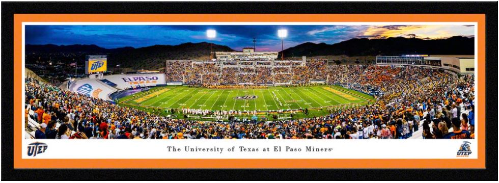 UTEP Texas El Paso Miners Football 50 Yard Line Panoramic Art