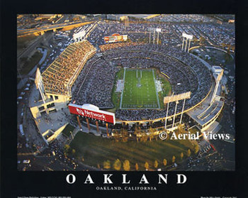 Oakland Coliseum Aerial Poster - the Stadium Shoppe