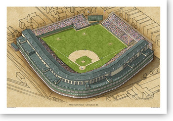 Chicago Cubs at Wrigley Field Vintage Exterior Print