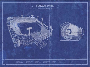  Fenway Park Blueprint Seating Chart Vintage Fenway
