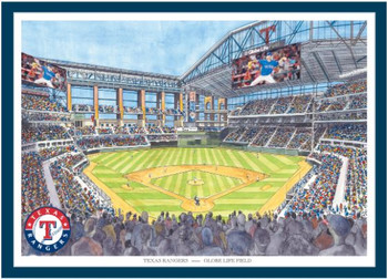 First Pitch Texas Rangers at Globe Life Field Panoramic Framed Poster