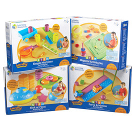 This comprehensive bundle includes four of our finest STEM products including the Force & Motion Activity Set, Simple Machines Activity Set, Magnets! Activity Set, and Sink or Float Activity Set.