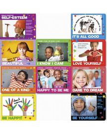 Positive Kids Series of 10 Educational Posters, Self Esteem, One of A Kind, Be Beautiful, I know I can, It's All Good , Love Yourself, Happy to Be Me, Dare To Dream, Be Happy, Be Yourself