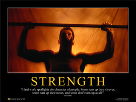 strength poster image showing weight lifter