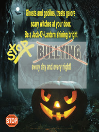 Bullying is Scary educational anti-bullying poster Halloween theme. Pumpkin