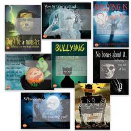 Stop Bullying Halloween Series of 8 educational anti-bullying halloween posters or banners