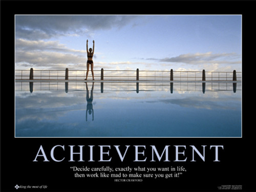 Achievement poster image of female swimmer preparing to dive