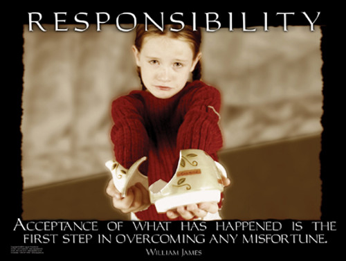 responsibility girl holding broken cup poster image