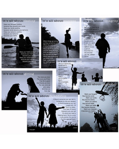 Artistic series of Character posters that addressSuccess, giving, integrity friendship, destiny, life, character Posters  from the (All About Charter Poster Series of 7) © Jaguar Educational Inc