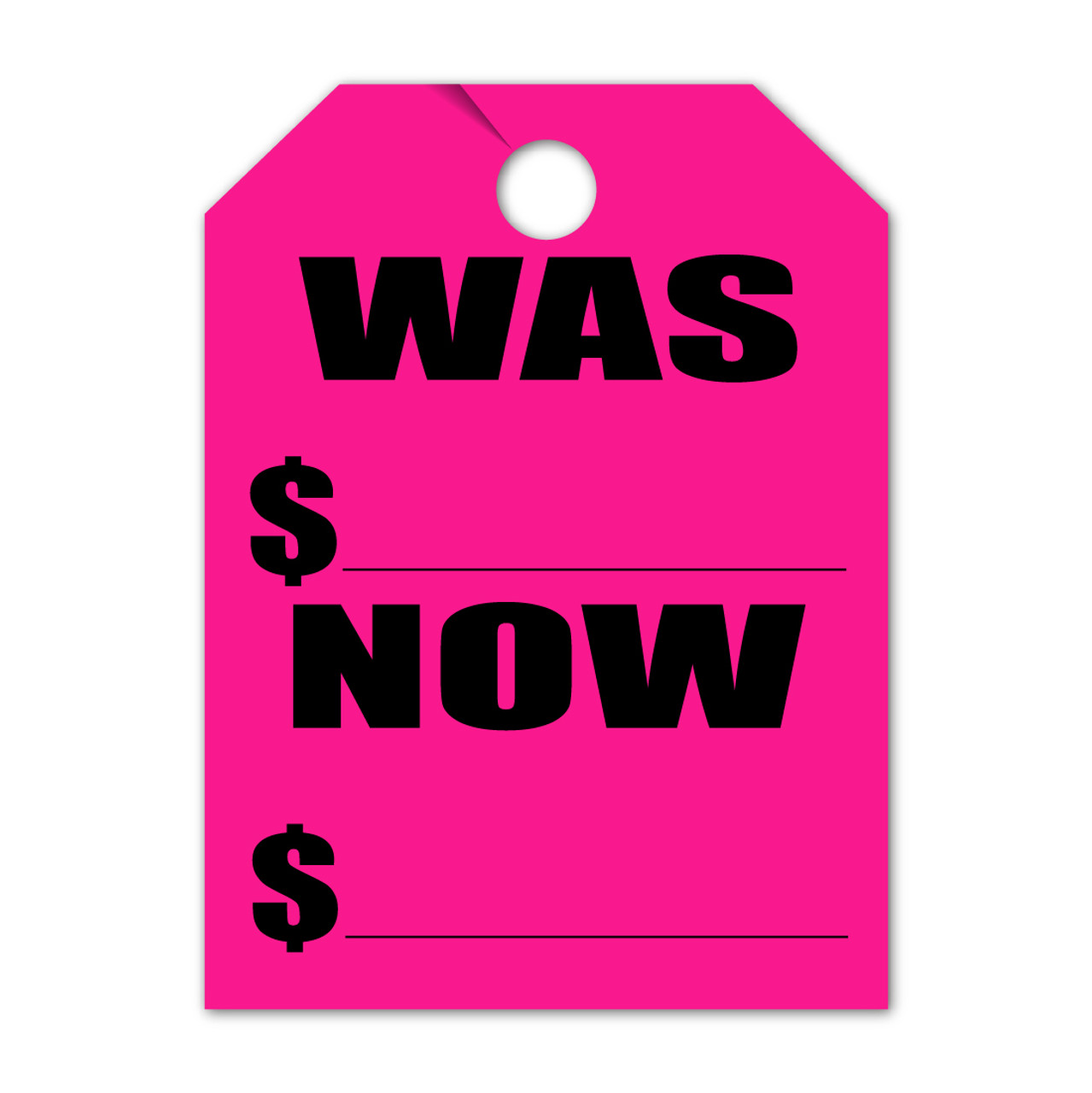 Was/Now Mirror Hang Tag fluorescent pink