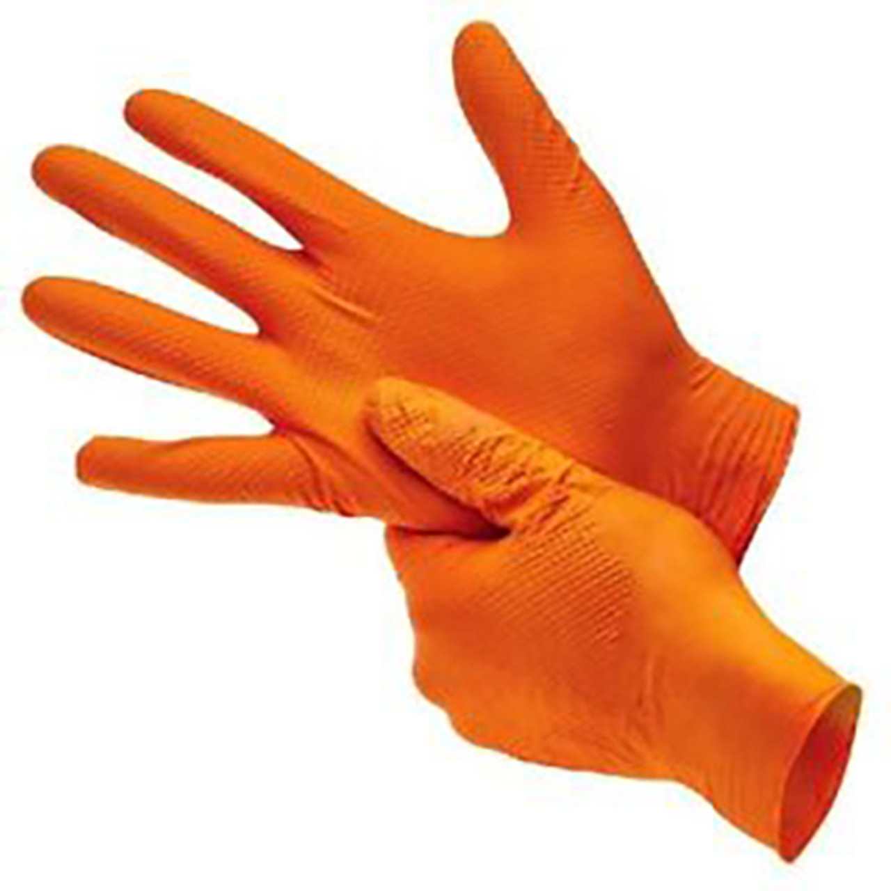 Heavy-Duty Orange Nitrile Gloves