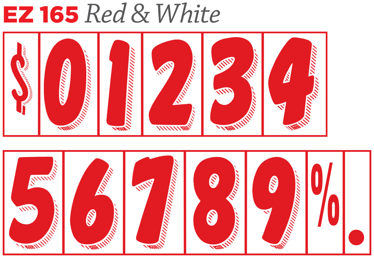 7 1/2" Adhesive Numbers Red and White