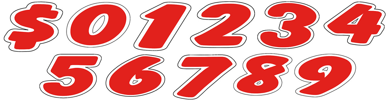 5835 Die-Cut Red Numbers Black Background