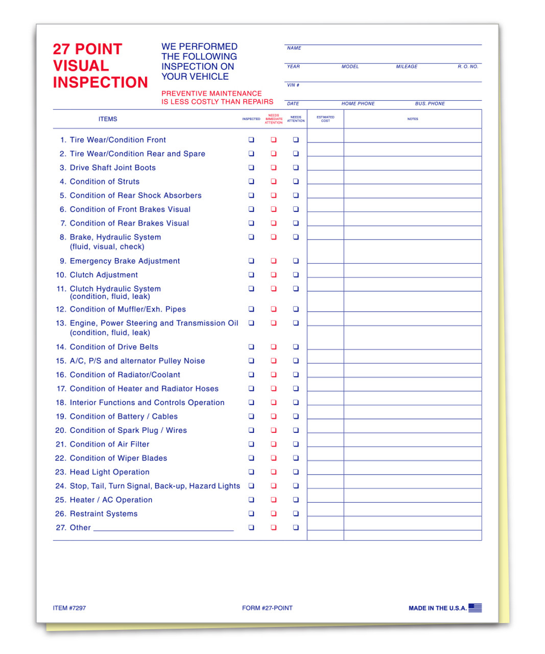 27 Point Inspection Form