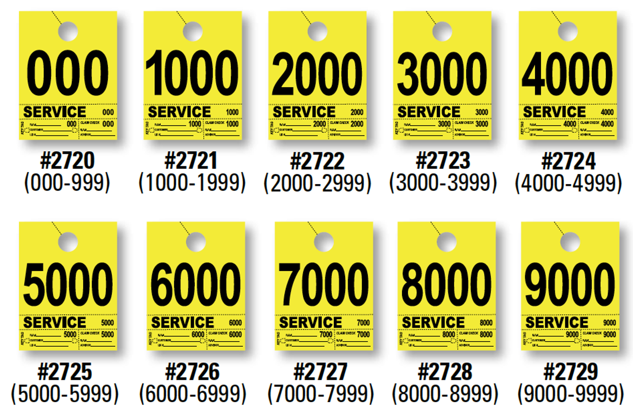 4 Part Service Dispatch Numbers yellow
