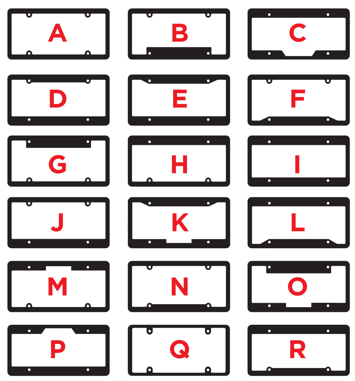 Raised Letter License Plate Frames (#4875) ALL
