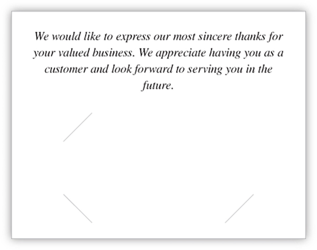 business thank you cards inside